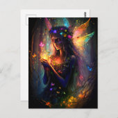 魔法の妖精に魅了された森のファンタジー蝶 ポストカード (正面/裏面)