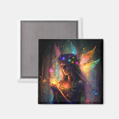 魔法の妖精に魅了された森のファンタジー蝶 マグネット (正面/裏面)