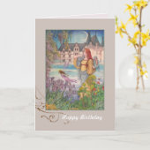 魔法の妖精のカスタムな誕生日の挨拶 カード (黄色い花)