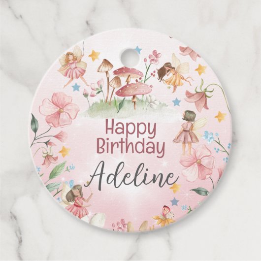 魔法の妖精のガーデンパーソナライズされたラウンドギフトラベル フェイバータグ (正面)
