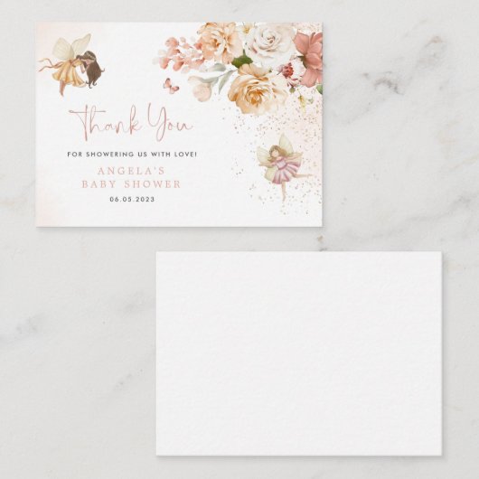 魔法の妖精のガーデンベビーシャワーサンキューカード ノートカード (正面/裏面)