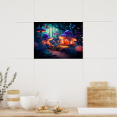 魔法の妖精のガーデン蝶キノココテージ ポスター (キッチン)