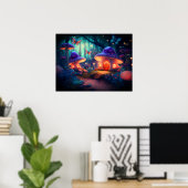 魔法の妖精のガーデン蝶キノココテージ ポスター (ホームオフィス)