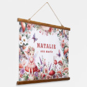 魔法の妖精のキノコの庭パーソナライズされた名 吊り下げ型タペストリー (傾斜あり)