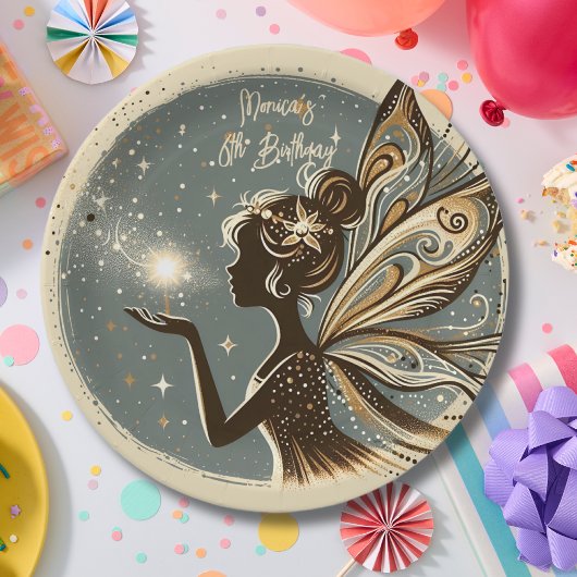 魔法の妖精のシルエット キッズの誕生日 ペーパープレート