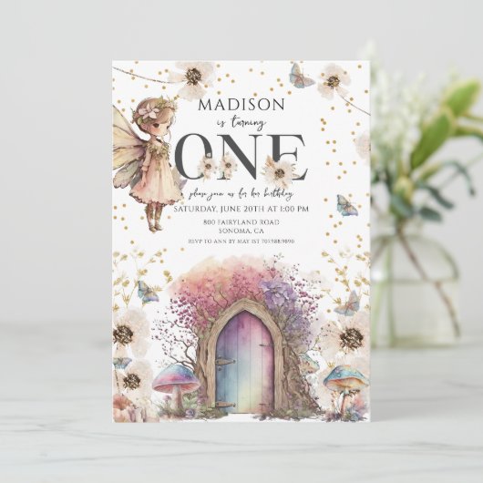 魔法の妖精のドア1st誕生日 招待状 (スタンド正面)