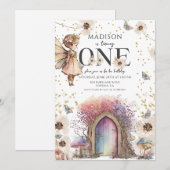 魔法の妖精のドア　１歳の誕生日 招待状 (正面/裏面)