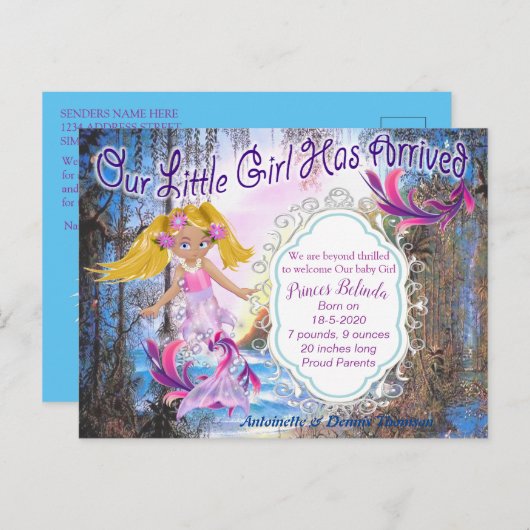 魔法の妖精のベビーマーメイドが到着した ポストカード (正面/裏面)
