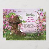 魔法の妖精の土地の誕生日パーティーの招待 招待状 (正面/裏面)