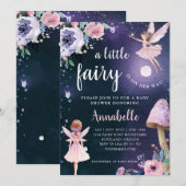 魔法の妖精の女の子のベビーシャワー 招待状 (正面/裏面)