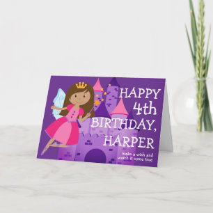 魔法の妖精の女の子の4歳の誕生日 カード