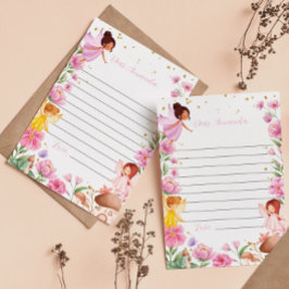 魔法の妖精の女の子タイムカプセルノートメッセージカード サンキューカード