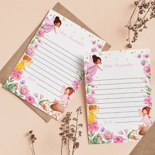 魔法の妖精の女の子タイムカプセルノートメッセージカード サンキューカード