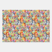 魔法の妖精の家と妖精の村のギフト ラッピングペーパーシート (正面)