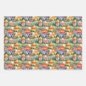 魔法の妖精の家と妖精の村のギフト ラッピングペーパーシート (正面2)