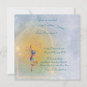 魔法の妖精の庭の誕生日のフラットな招待状の子供 (正面)