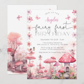 魔法の妖精の最初の誕生日パーティーの招待 招待状 (正面/裏面)