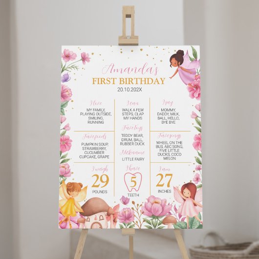 魔法の妖精の最初の誕生日マイルストーンサイン ポスター