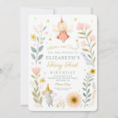 魔法の妖精の最初の誕生日マッシュルームウッドランド 招待状 (正面)