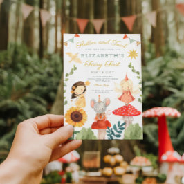 魔法の妖精の最初の誕生日マッシュルームウッドランド 招待状