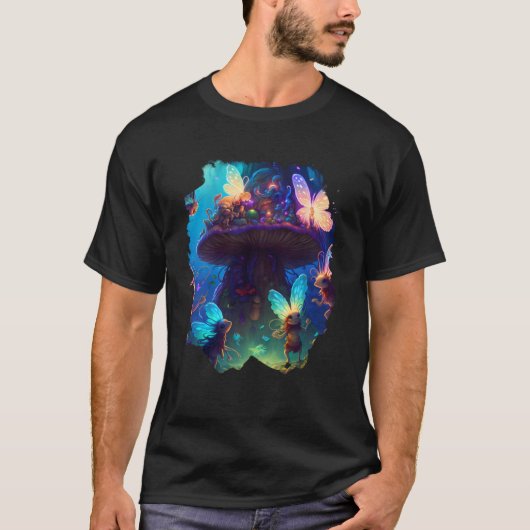 魔法の妖精の森に住む妖精たちに魅せられて Tシャツ (正面)