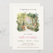 魔法の妖精の森の誕生日子供招待状 招待状 (正面/裏面)