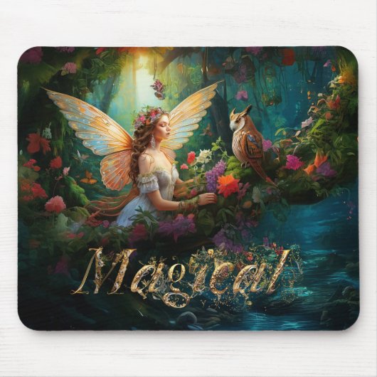 魔法の妖精の池魔法の装飾文字 マウスパッド (正面)