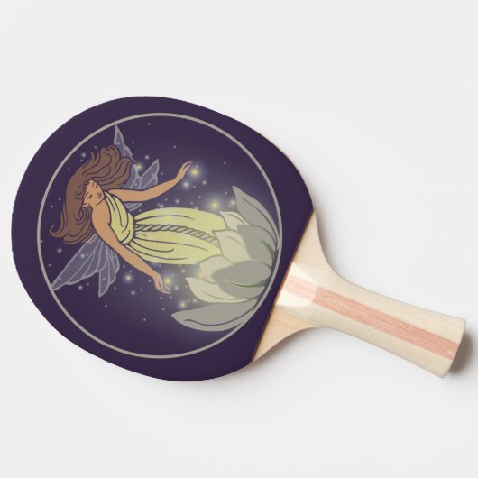 魔法の妖精の白い花の白熱ファンタジーの芸術 卓球ラケット (横)