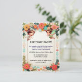 魔法の妖精の花のバースデー招待状 ポストカード (スタンド正面)