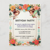 魔法の妖精の花のバースデー招待状 ポストカード (正面)