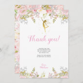 魔法の妖精の誕生日お礼カード 招待状 (正面/裏面)