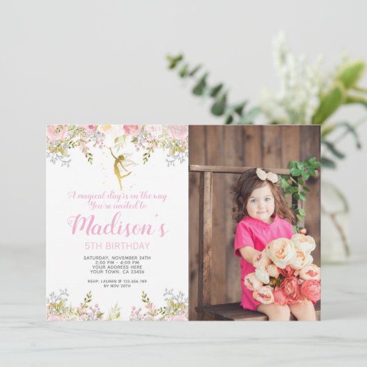 魔法の妖精の誕生日の招待状の写真 招待状 (スタンド正面)