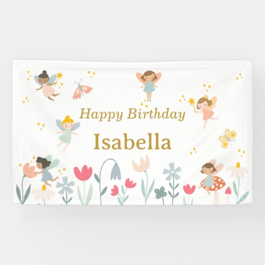 魔法の妖精の誕生日パーティバナー 横断幕 (横)