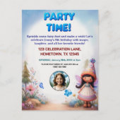 魔法の妖精の誕生日パーティー写真招待状 ポストカード (正面)