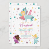 魔法の妖精の誕生日パーティーwandsペガサス 招待状 (正面/裏面)