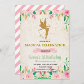 魔法の妖精の誕生日招待状 招待状 (正面/裏面)