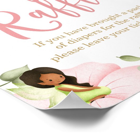 魔法の妖精の赤ちゃんシャワーおむつラッフルゲームサイン ポスター (角)