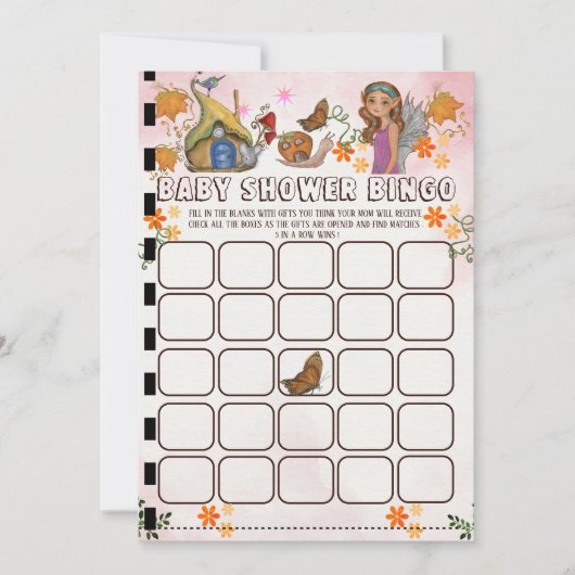 魔法の妖精の赤ちゃんシャワービンゴ活動 招待状 (正面)