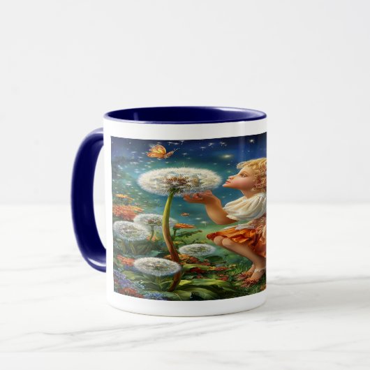 魔法の妖精の輝くタンポポ コーヒーマグ マグカップ (正面左)