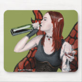 魔法の妖精の飲酒ワインファンタジーアートマウスパッド マウスパッド (正面)