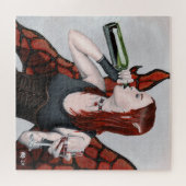 魔法の妖精の飲酒ワインファンタジー大パズル ジグソーパズル (横)