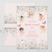 魔法の妖精の1歳誕生日パーティー、妖精の祭典 招待状 (正面/裏面)