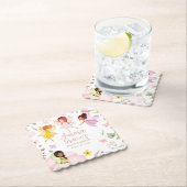 魔法の妖精を魅了されたガーデンピンクの赤ちゃんシャワー ペーパーコースター (インサイチュ)