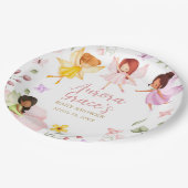 魔法の妖精を魅了されたガーデンピンクの赤ちゃんシャワー ペーパープレート (アングル)