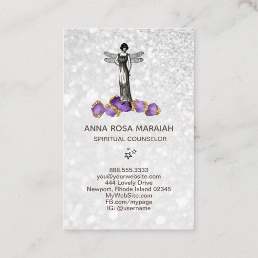 *~*魔法の妖精アメジストの宝石ヴィンテージ 名刺 (裏面)