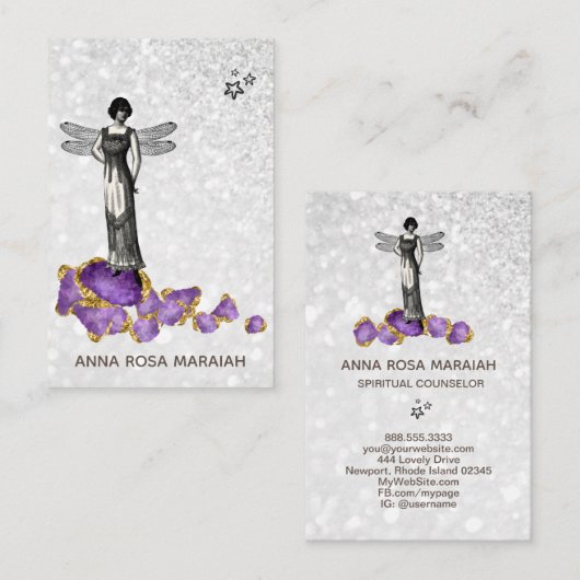 *~*魔法の妖精アメジストの宝石ヴィンテージ 名刺 (正面/裏面)