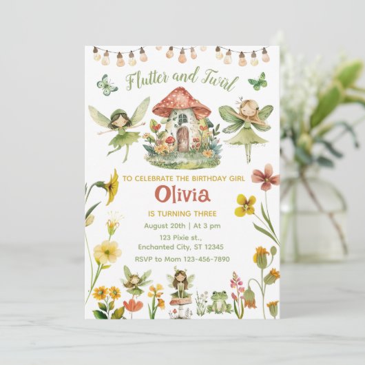 魔法の妖精エンチャントフォレストガール誕生日 招待状 (スタンド正面)