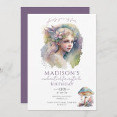 魔法の妖精ピクシー誕生日パーティー 招待状 (正面/裏面)