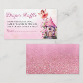 魔法の妖精ピンクのフローラガーデンおむつラッフル エンクロージャーカード (正面/裏面)