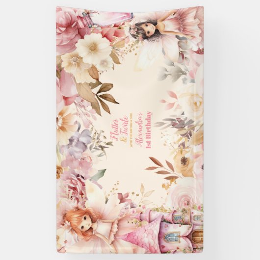 魔法の妖精フローラガーデンピクシー1st誕生日 横断幕 (縦)